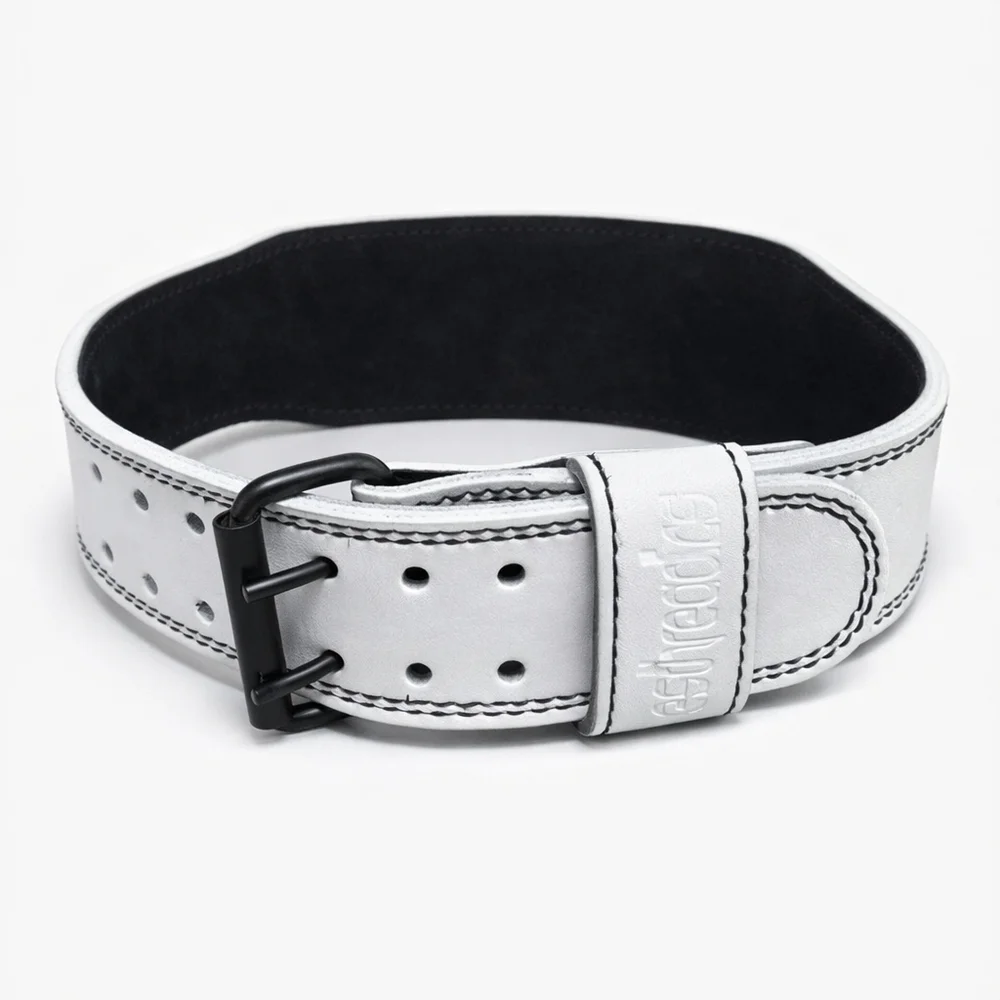 Aesthreadics White Leather Weightlifting Belt | Gym Strength Training | New